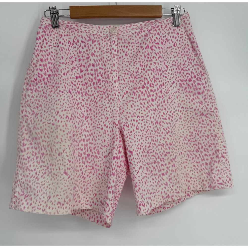 J.Crew Pink White Animal Print High Rise Shorts Sz 8 Stretch Cotton Bermuda